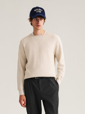 Knitted Textured Crew Neck Sweater