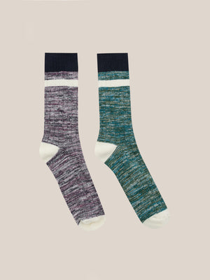 2 Pack Space Dye Socks Green/Purple