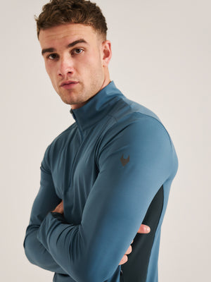 Active Long Sleeve Panel Zip Neck