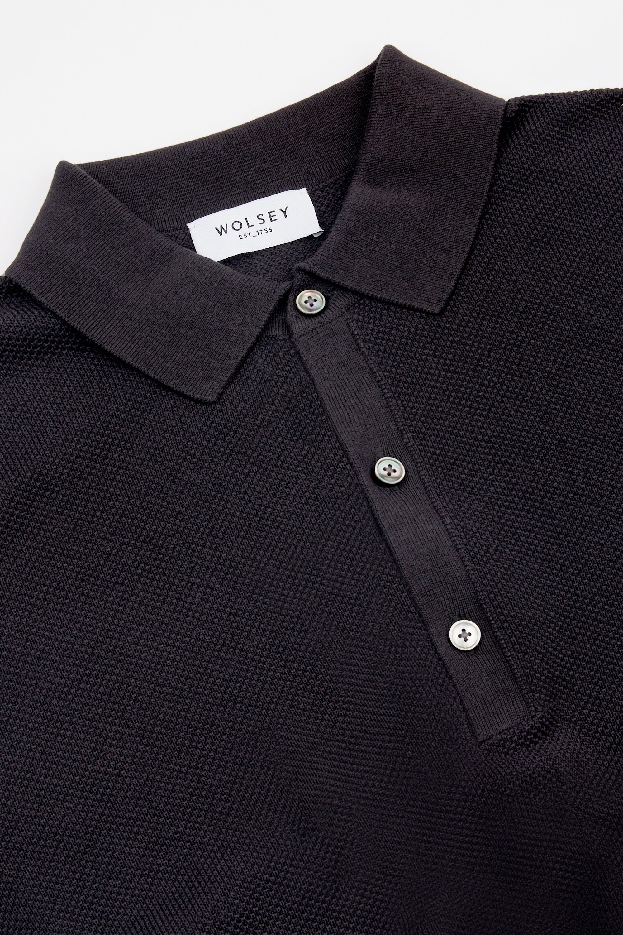 Black Knit Polo — Wolsey